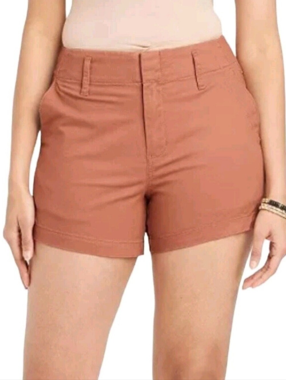 NWT A NEW DAY 4" Stretch High rise Chino Shorts Brown/Rust Size 12 Cotton blend